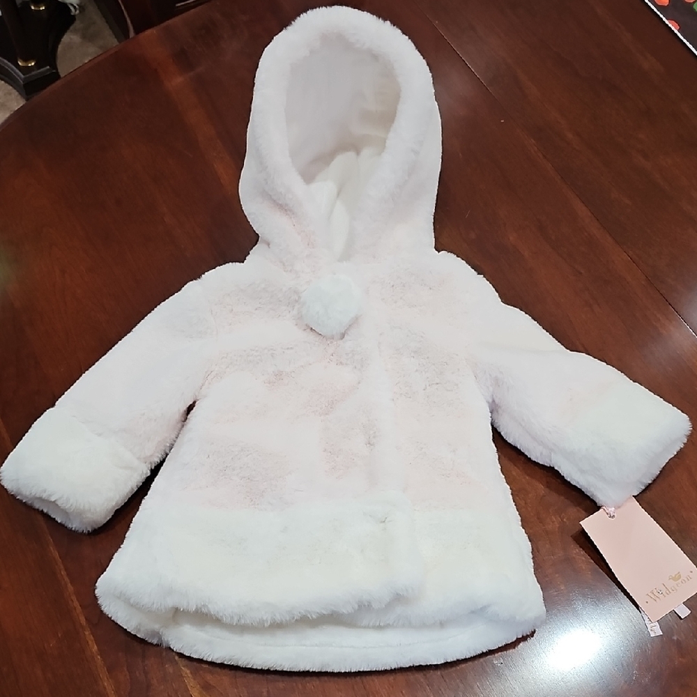 Cozy White Faux Fur Kids Pea Coat